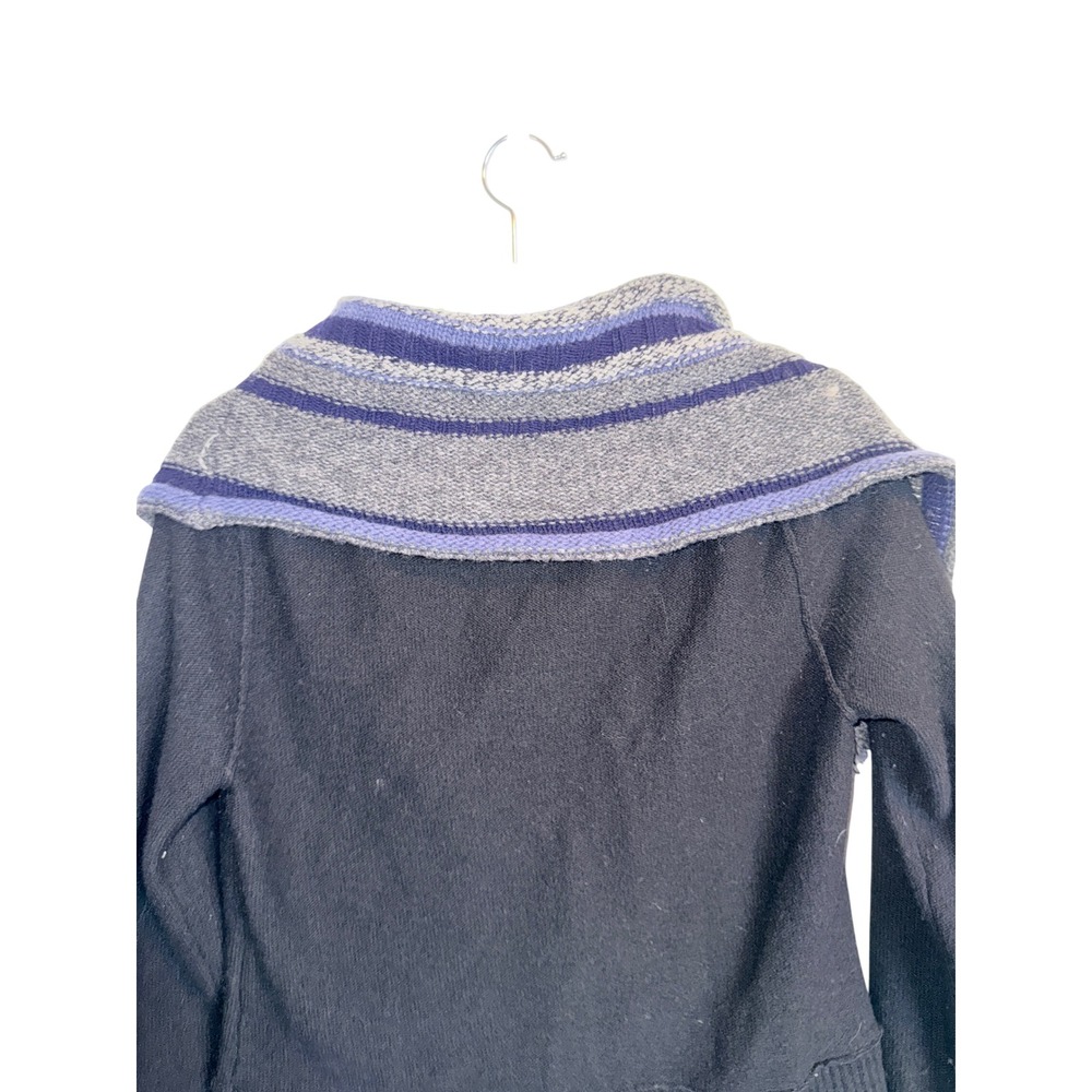 Free People Wool Sweater M Hooded Zip Cardigan Fringe Boho Artsy Y2K Cozy - Picture 5 of 10